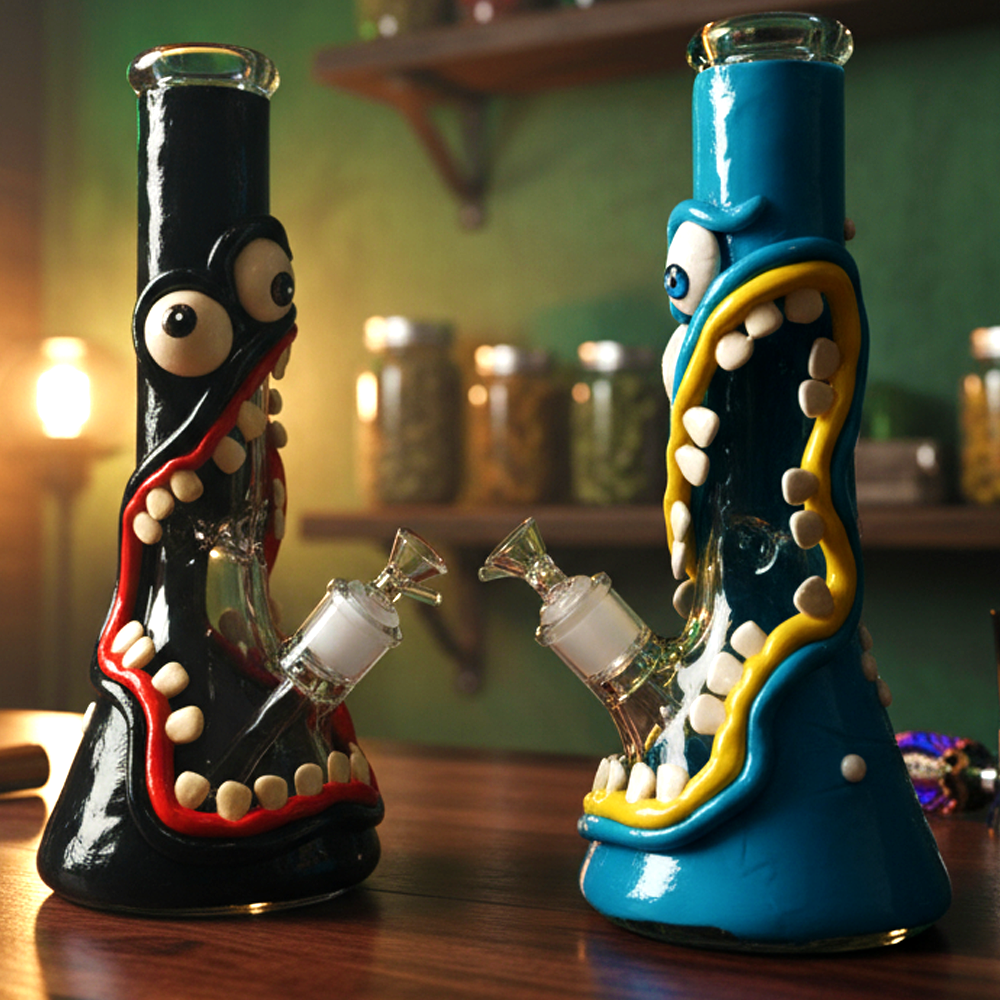 KAPOW CROSS EYES MONSTER BEAKER WATERPIPE 14"