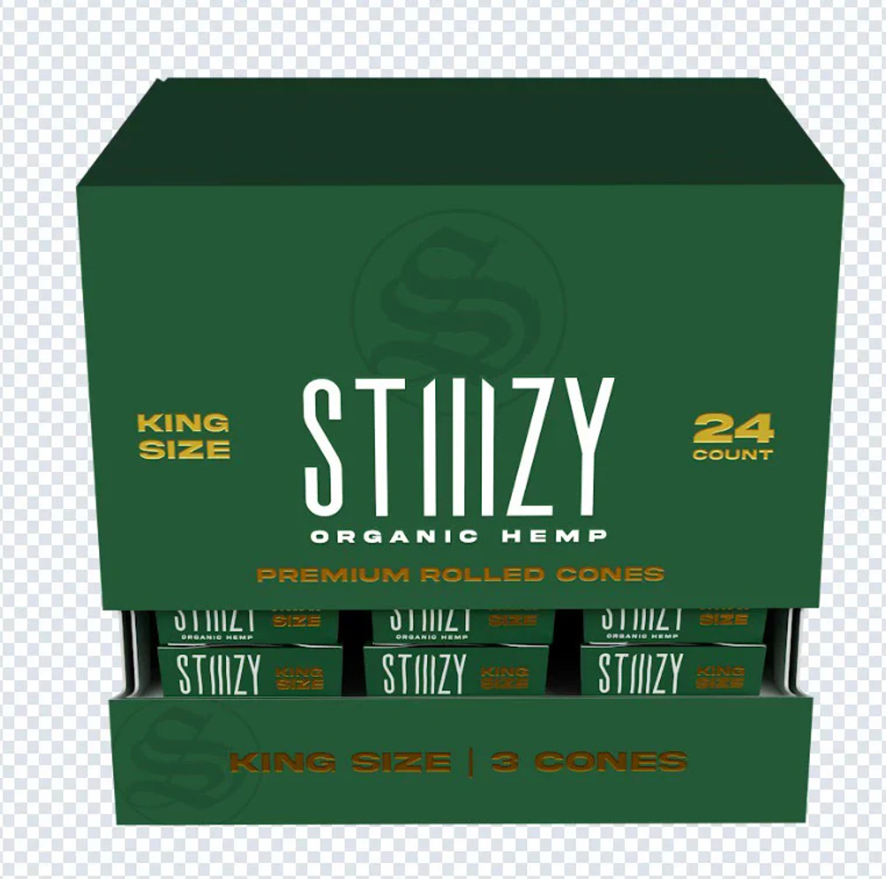 STIIIZY KING SIZE PREMIUM ROLLED CONES 3-PACK - DISPLAY OF 24
