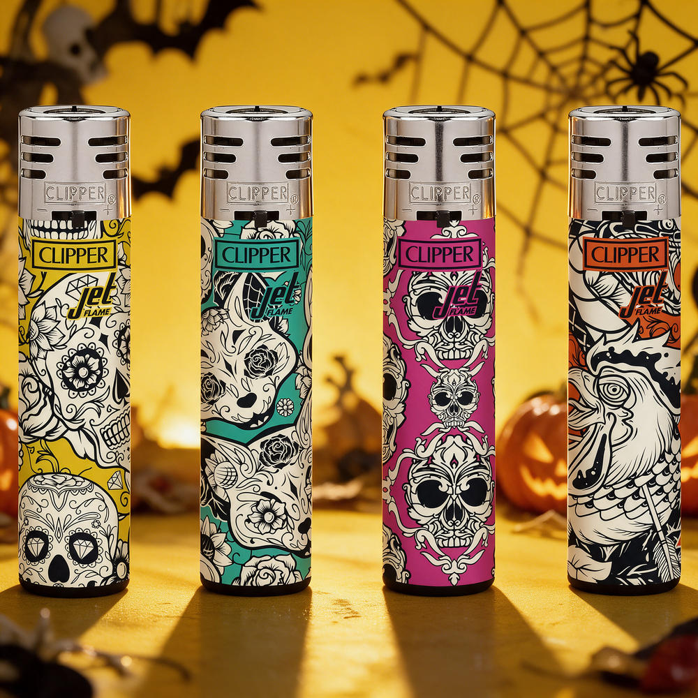 CLIPPER LIGHTERS JET SOMBER PATTERN - DISPLAY OF 48