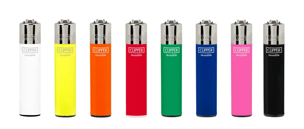 CLIPPER LIGHTERS SOLID ASSORTED COLORS - DISPLAY OF 48