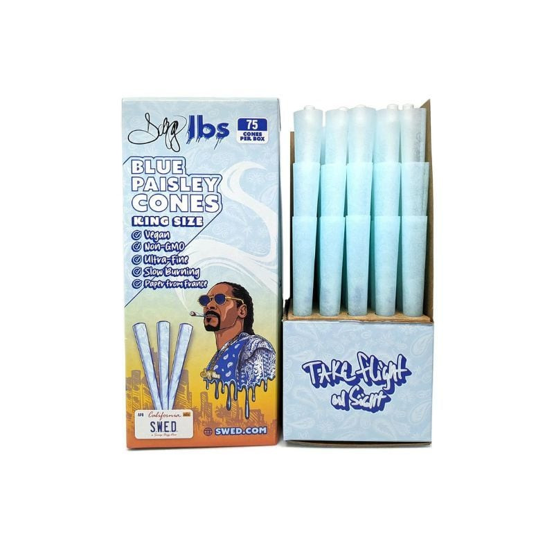 SWED DOGG LBS BLUE PAISLEY PRE ROLLED CONES - DISPLAY OF 75
