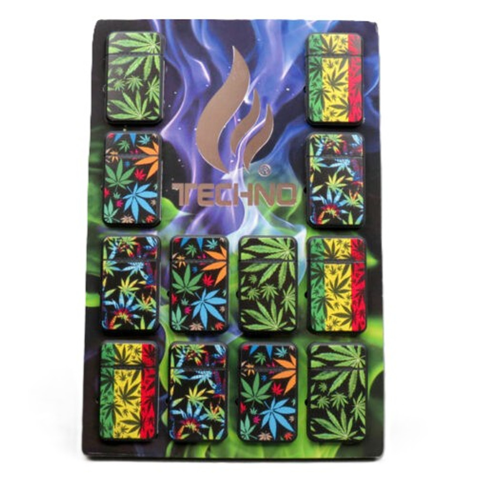 TECHNO FLIP TOP LIGHTER LEAVES - 12CT DISPLAY