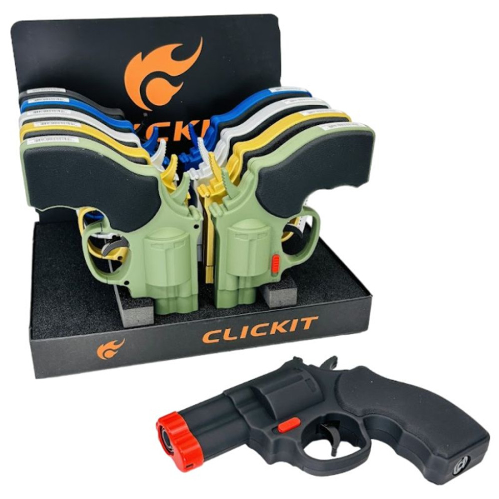 CLICKIT LARGE PISTOL LIGHTER - DISPLAY OF 10
