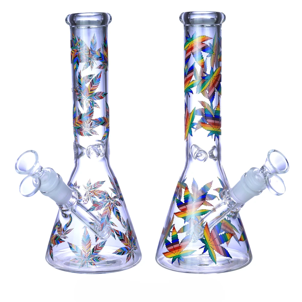 RAINBOW LEAVES BEAKER WATERPIPE 10"