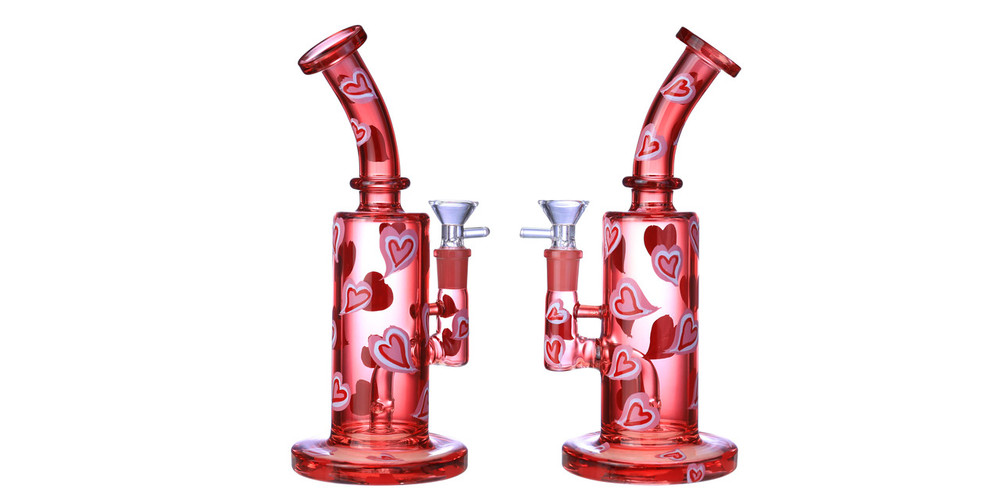 RED HEARTS THICK PREMIUM WATERPIPE 10"