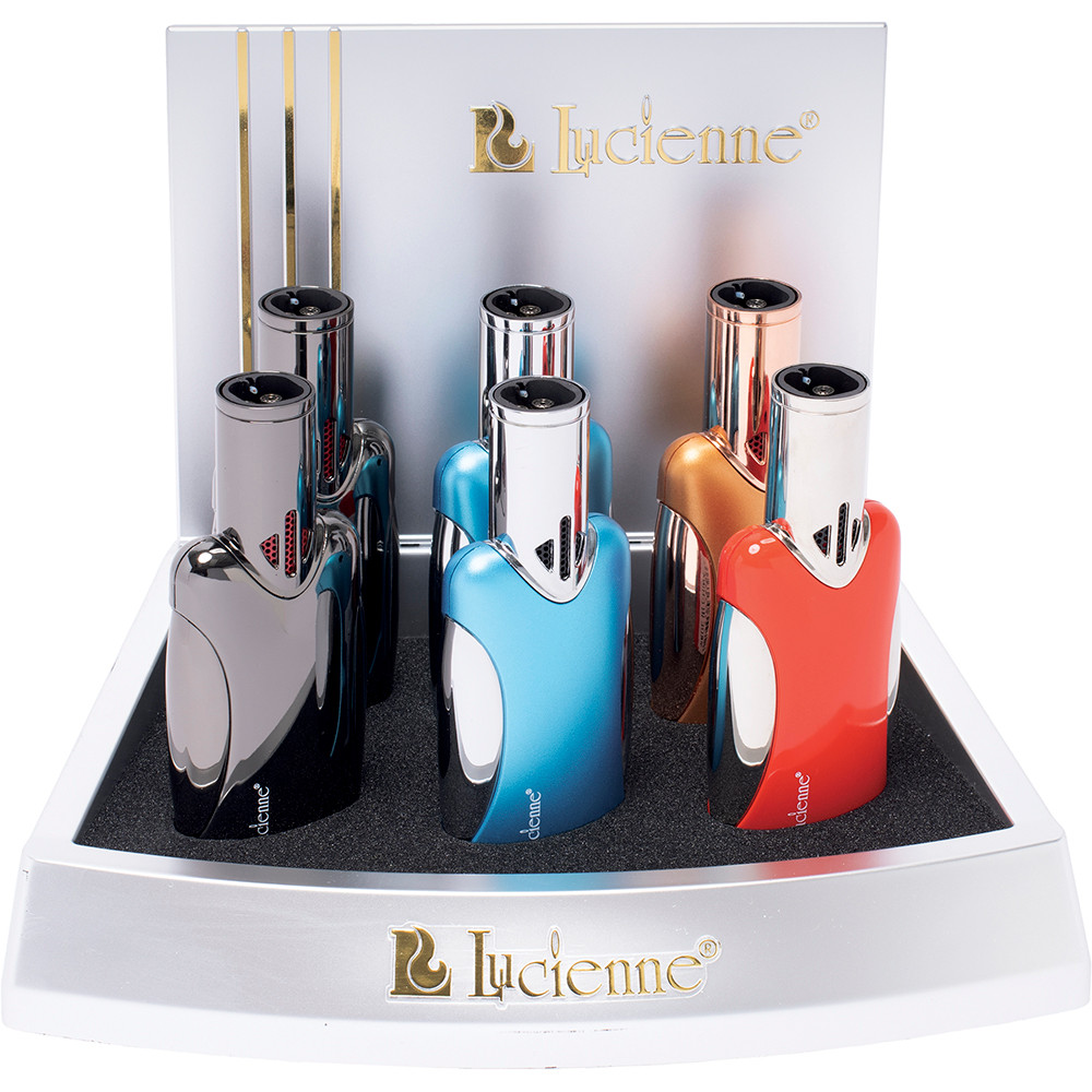 LUCIENNE DOUBLE TORCH LUCIENNE LIGHTER - DISPLAY OF 6