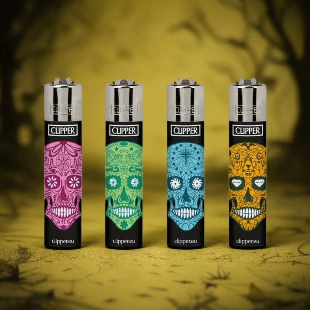 CLIPPER CP11 SUGAR SKULLS LIGHTERS - DISPLAY OF 48
