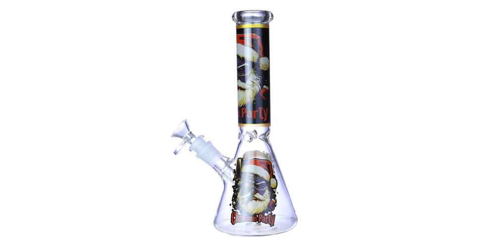 CHRISTMAS SANTA PREMIUM BEAKER GLASS WATERPIPE 10"