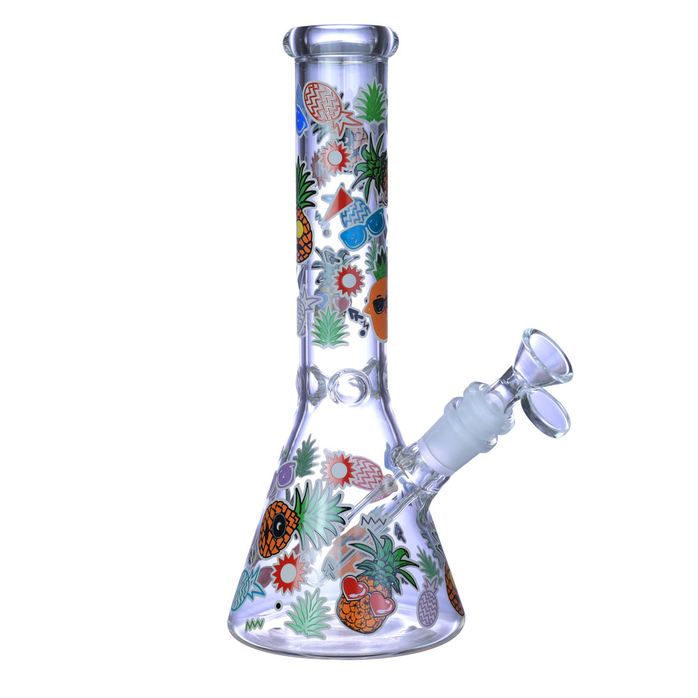 COLORFUL PREMIUM LIGHT IN THE DARK BEAKER GLASS WATERPIPE 10"
