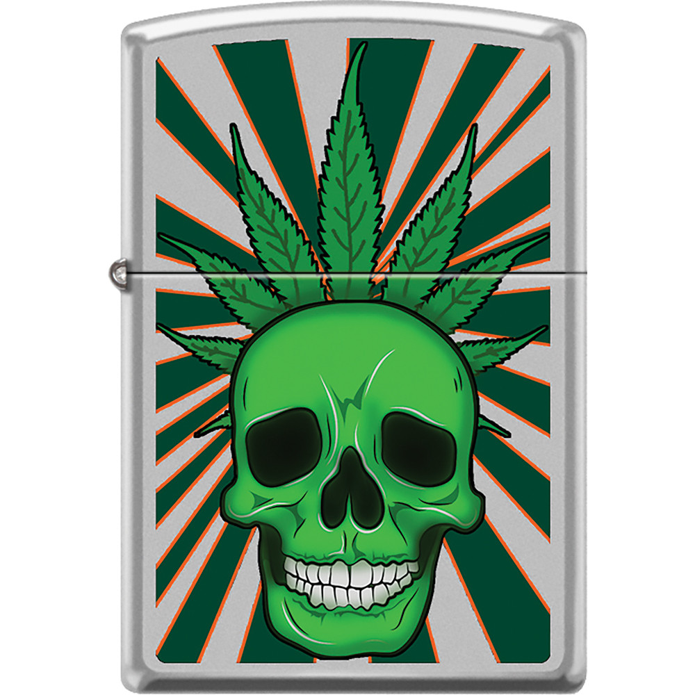 ZIPPO GREEN SKULL - LEAF - STAR BURST LIGHTER