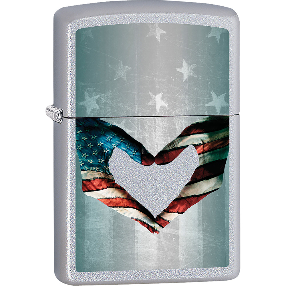 ZIPPO HANDS HEART U.S. FLAG LIGHTER