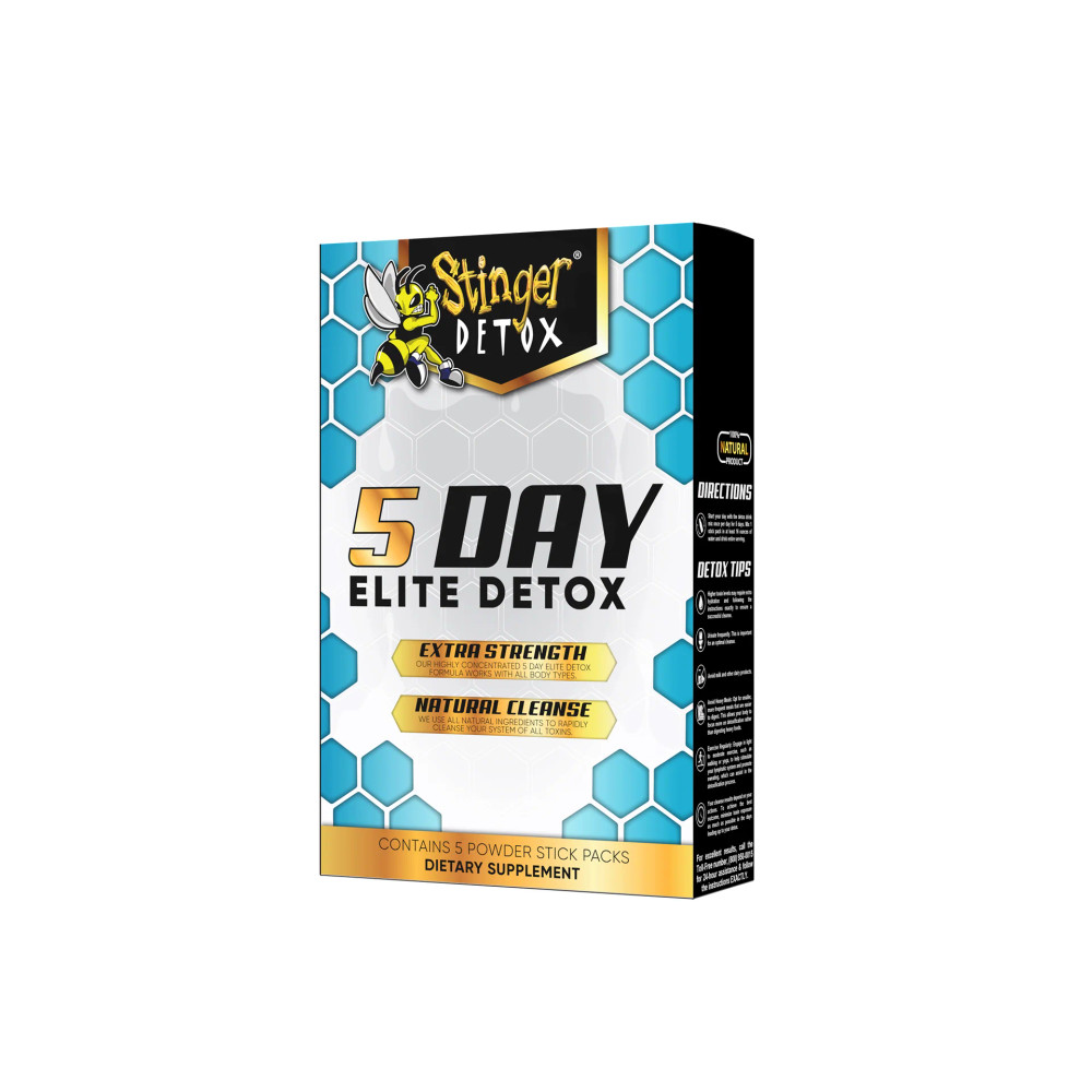 STINGER DETOX 5 DAY ELITE DETOX POWDER - DISPLAY OF 5