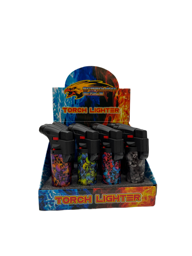 SCREAMING EAGLE SIDE JET TORCH SKULLS DESIGN - DISPLAY OF 12