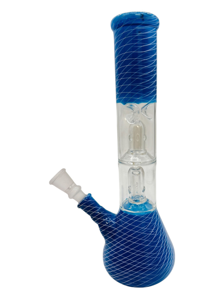 ASSORTED COLOR DOUBLE PERC GLASS WATERPIPE 10"