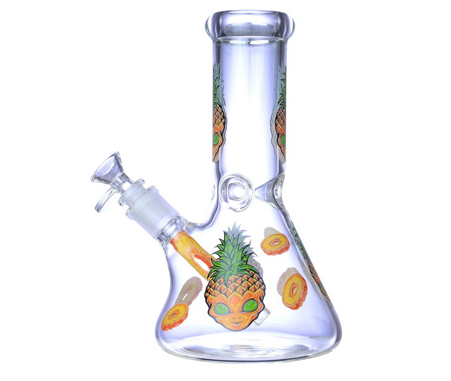 PINEAPPLE ALIEN THICK BEAKER GLASS WATERPIPE 9"