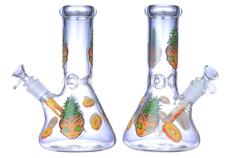 PINEAPPLE ALIEN THICK BEAKER GLASS WATERPIPE 9"