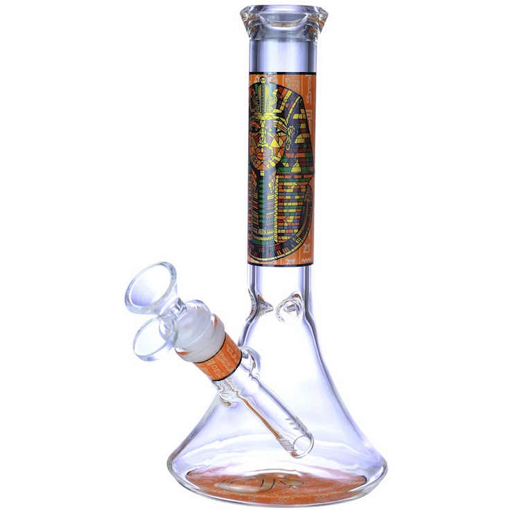 EGYPTIAN ART THICK BEAKER GLASS WATERPIPE 9"