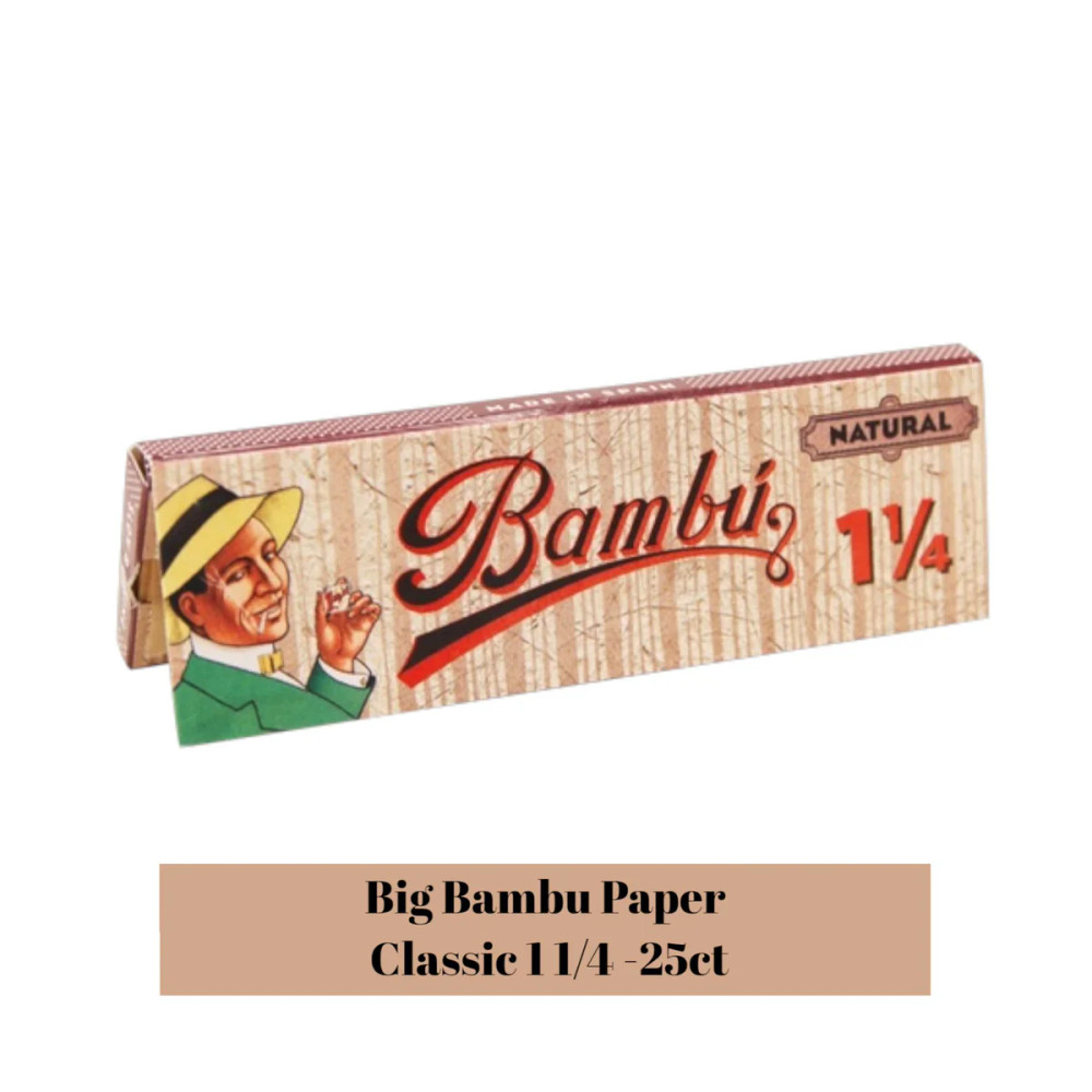 BIG BAMBU NATURAL 1 1/4 ROLLING PAPERS - DISPLAY OF 25