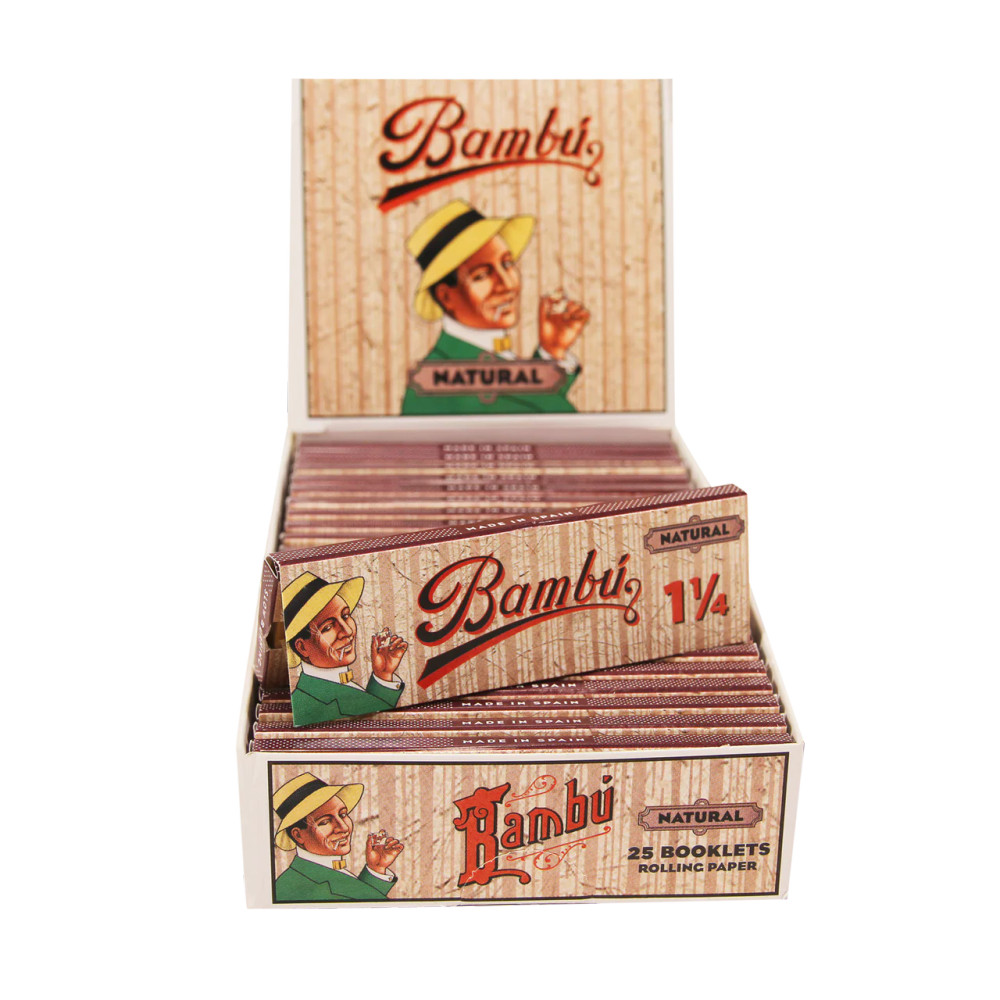 BIG BAMBU NATURAL 1 1/4 ROLLING PAPERS - DISPLAY OF 25