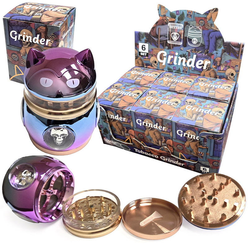 CAT AND SKULL GRINDER - DISPLAY OF 6