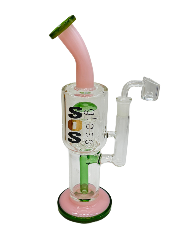 SOS GLASS STRAIGHT HEAVY TREE PERC WATERPIPE 10"
