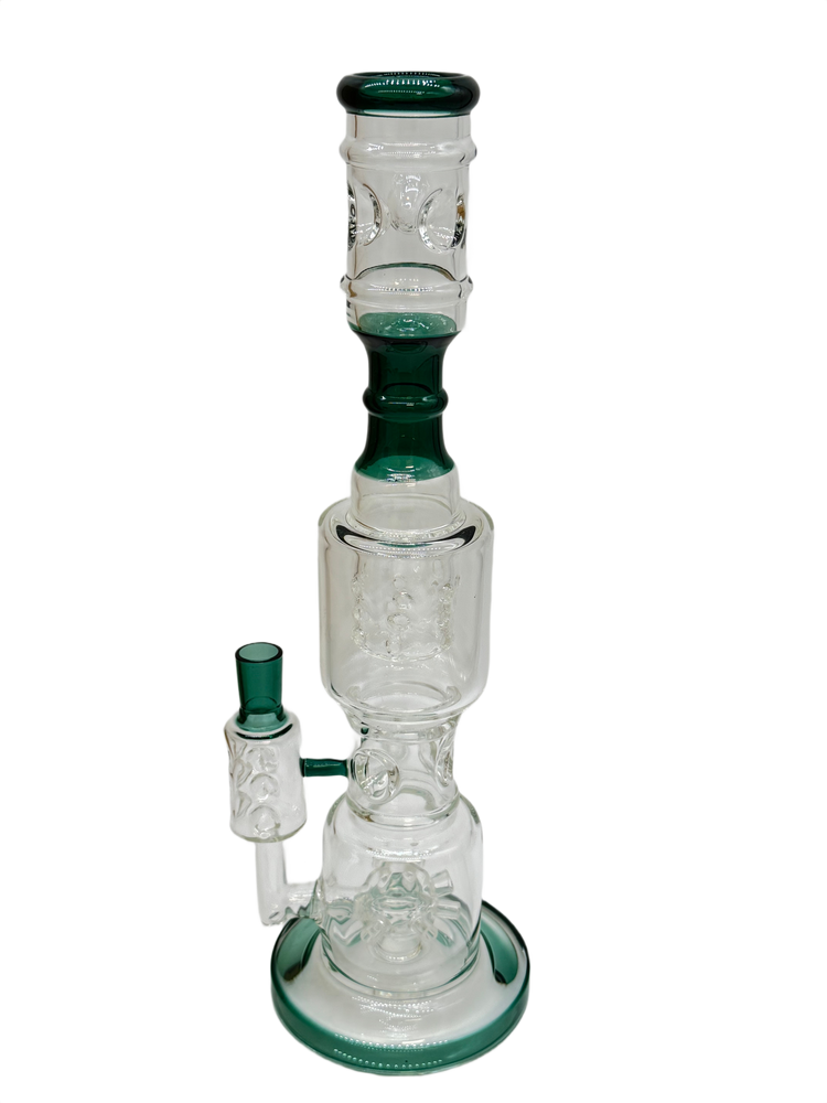 MULTI PERC AND ASH CATCHERS GLASS WATERPIPE 14"
