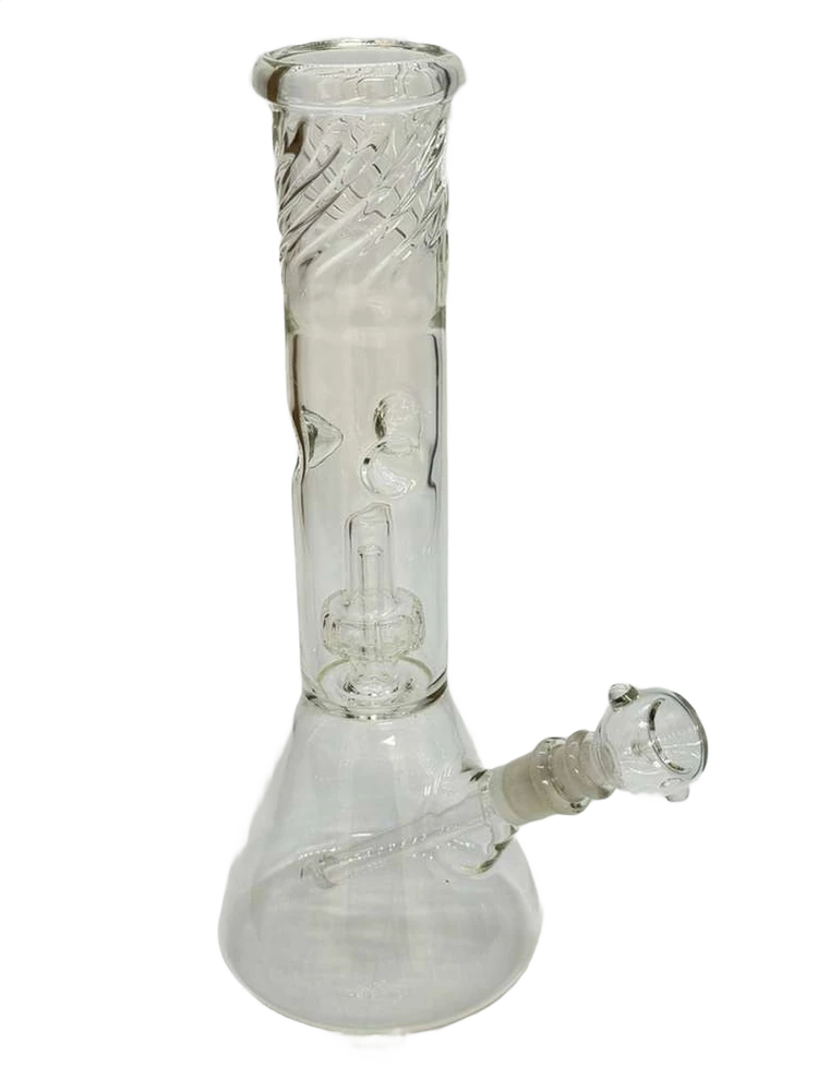 CLEAR GLASS DOWNSTEM SHOWERHEAD PERC WATERPIPE 12"