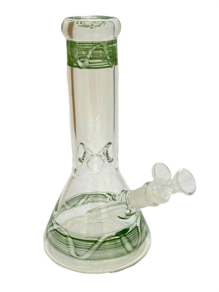 GLASS BEAKER ICE PINCH DIFFUSED WATERPIPE 10"