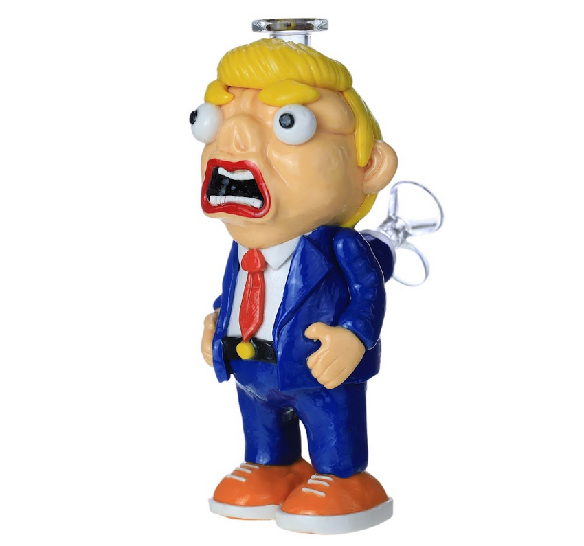 HEAVY ANGRY TRUMP GLASS WATERPIPE 7"