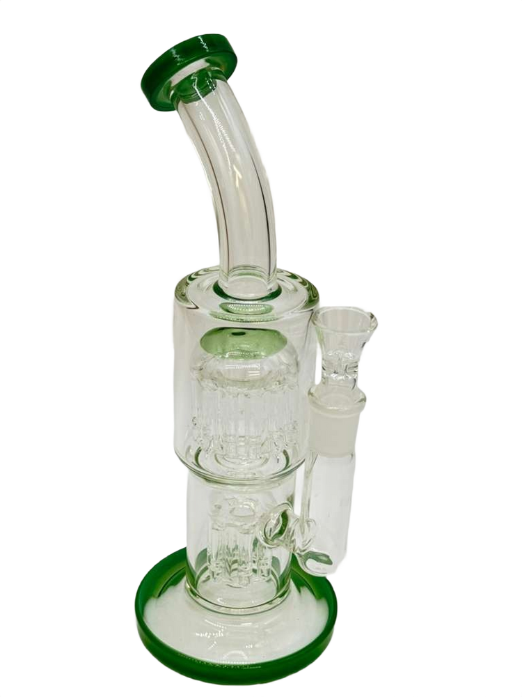 DOUBLE TREE PERC GLASS WATERPIPE 10"