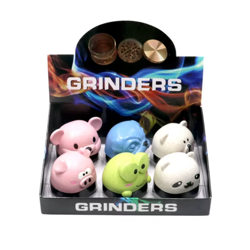 CUTE ANIMALS 4 PARTS GRINDER MULTI COLOR (GT-9620BA) - DISPLAY OF 6