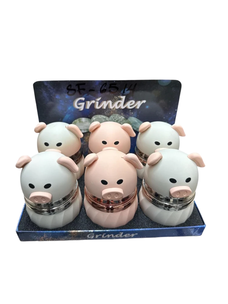 CUTE PIG 63MM 4 PARTS GRINDER MULTI COLOR (GT-9628BA) - DISPLAY OF 6