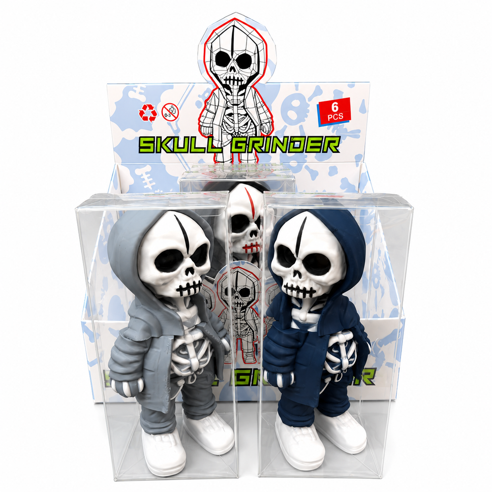 SKULLMAN 3-PARTS GRINDER MULTI COLOR (GT-9700BA) - DISPLAY OF 6