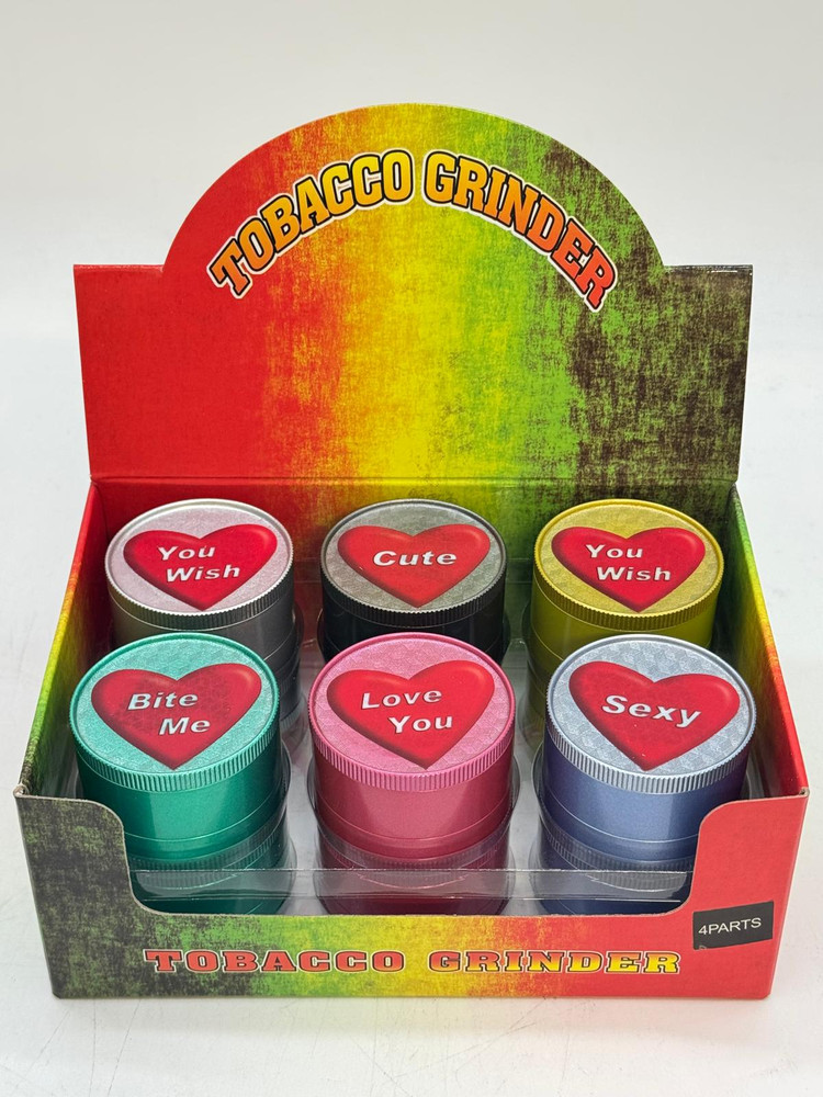 HEARTS 3 PARTS 51MM GRINDER - DISPLAY OF 12