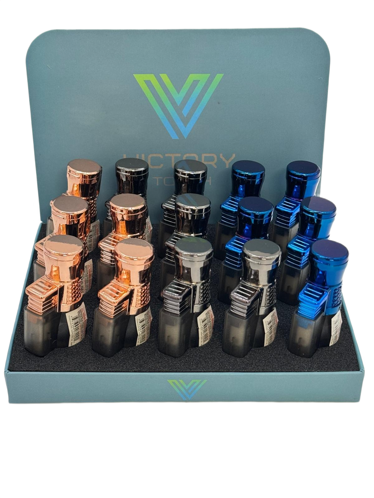 EVERTECH VICTORY TRIPLE FLAME TORCH LIGHTER - DISPLAY OF 15