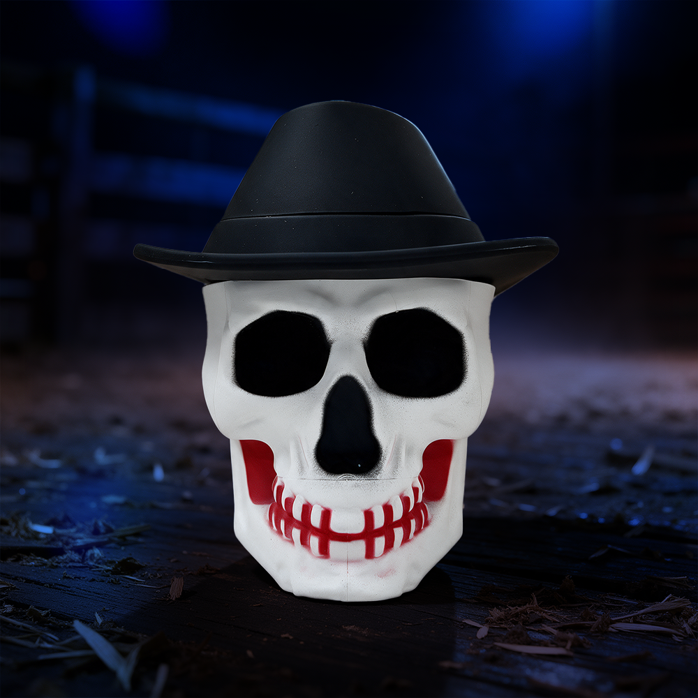 SKULL WITH A HAT 4-PARTS 63MM GRINDER MULTI COLOR - DISPLAY OF 6