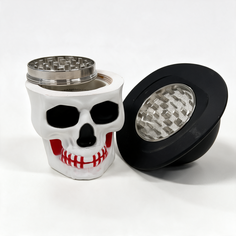 SKULL WITH A HAT 4-PARTS 63MM GRINDER MULTI COLOR - DISPLAY OF 6