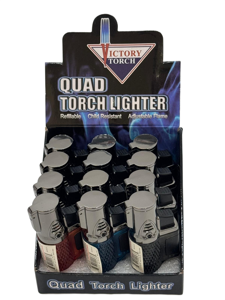 VICTORY QUAD FLAME TORCH - DISPLAY OF 12 (J9476-CL)