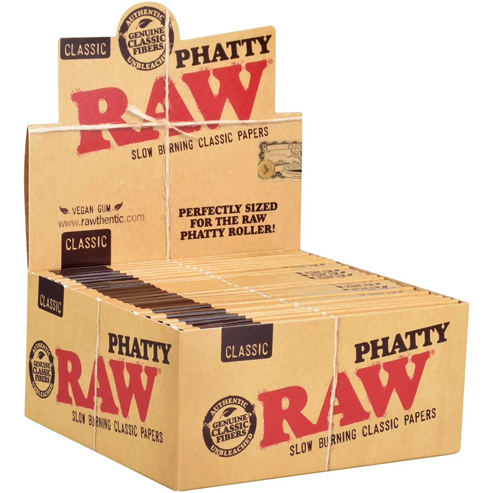 RAW CLASSIC PHATTY SIZE ROLLING PAPERS 32-PACK - DISPLAY OF 24