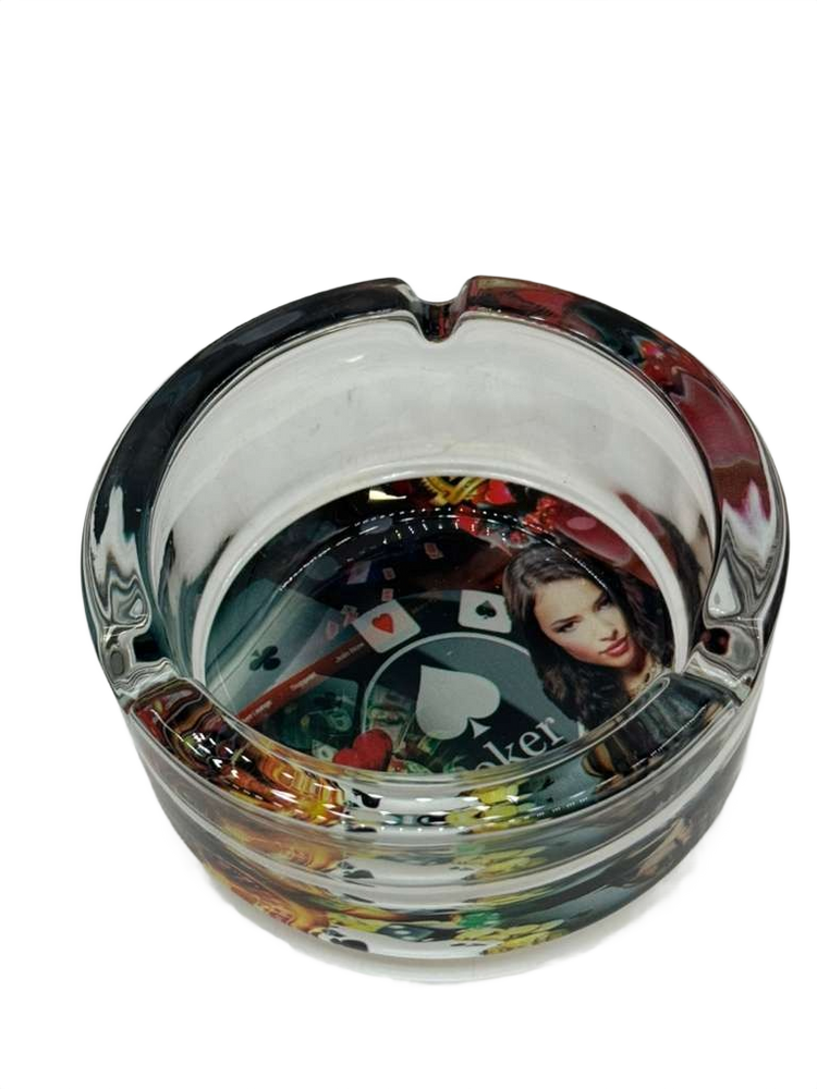 TORY ROUND GLASS ASHTRAY - DISPLAY OF 6