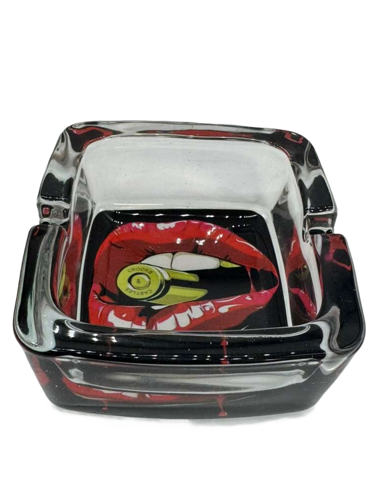 TORY SQUARE GLASS ASHTRAY - DISPLAY OF 6