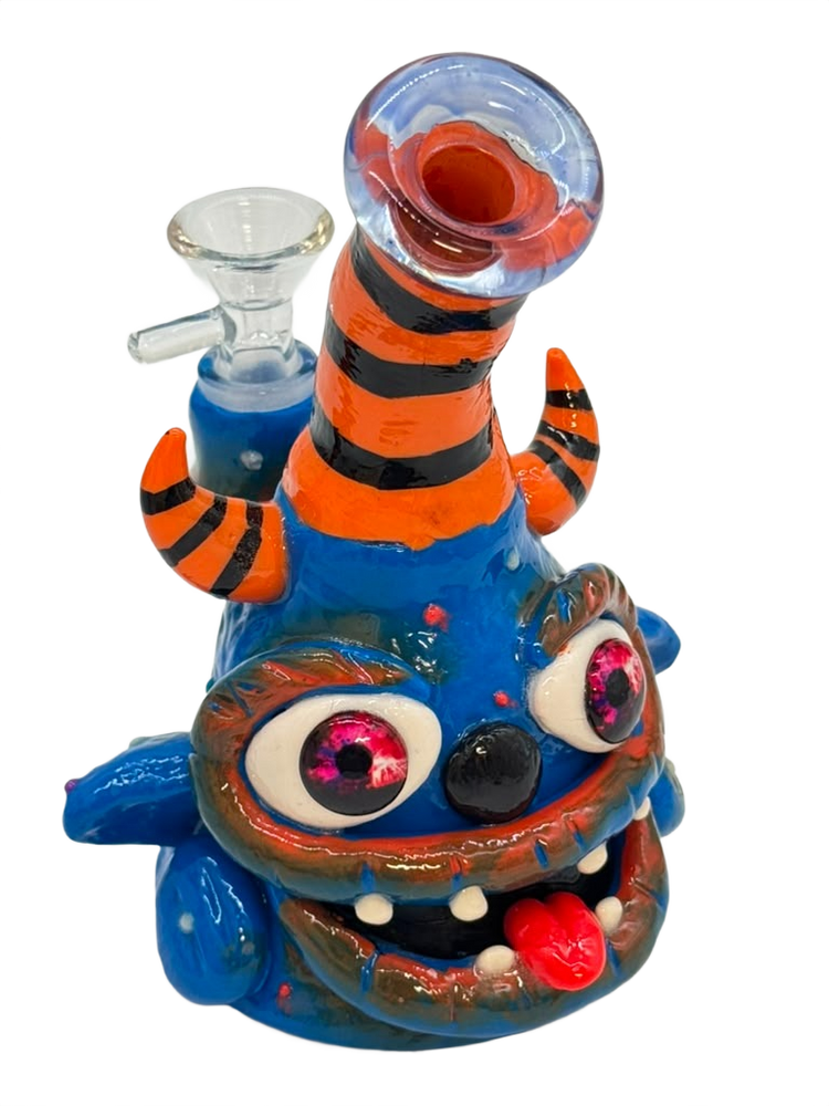 HEAVY HAPPY MONSTER GLASS WATERPIPE 7"