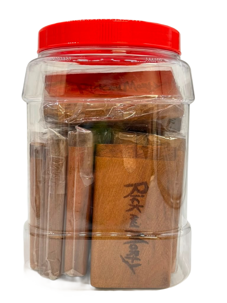 RICK N MORTY WOODEN DUGOUT WITH METAL CIGARETTE 4" - JAR OF 12