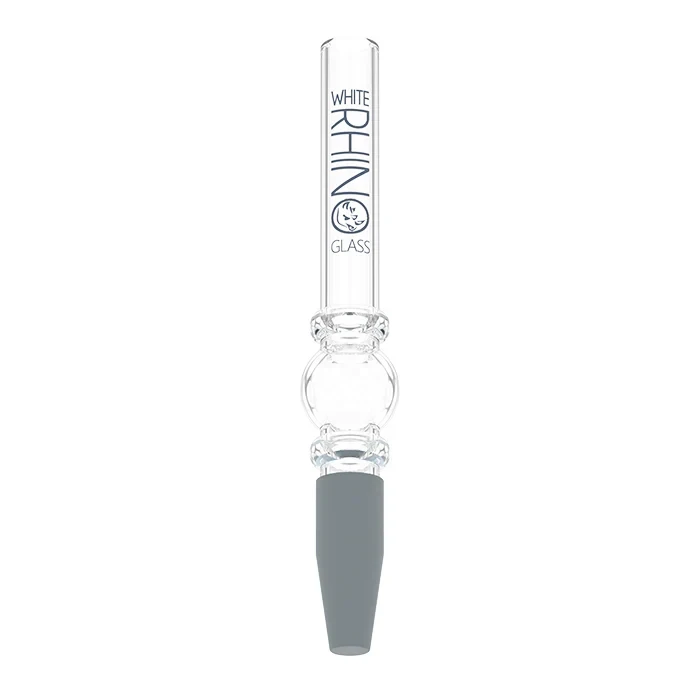 WHITE RHINO QUARTZ V3 GLASS STRAW WITH SILICONE CAP - DISPLAY OF 25