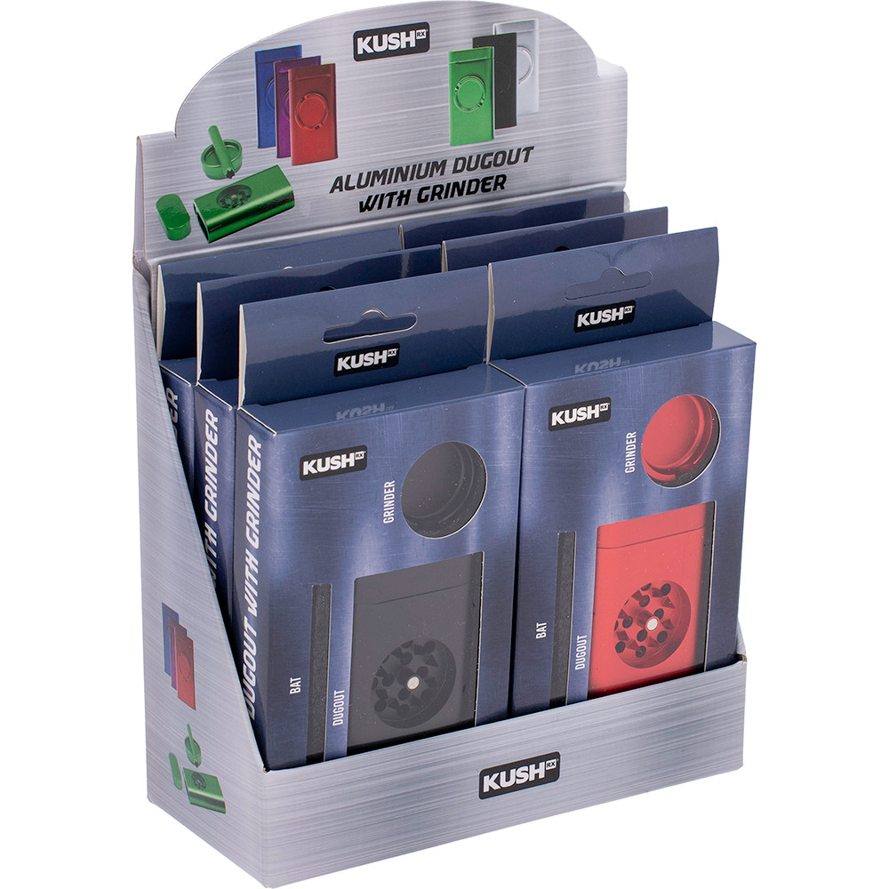 KUSHRX ALUMINIUM DUGOUT WITH GRINDER - DISPLAY OF 6
