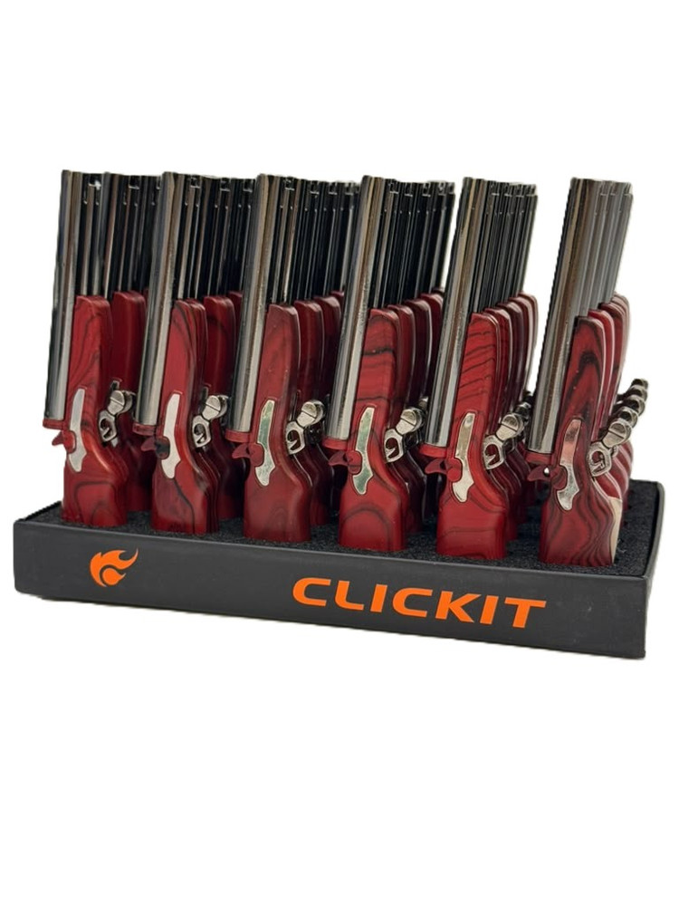 CLICKIT DOUBLE BARREL SHOTGUN LIGHTER 4" - DISPLAY OF 30