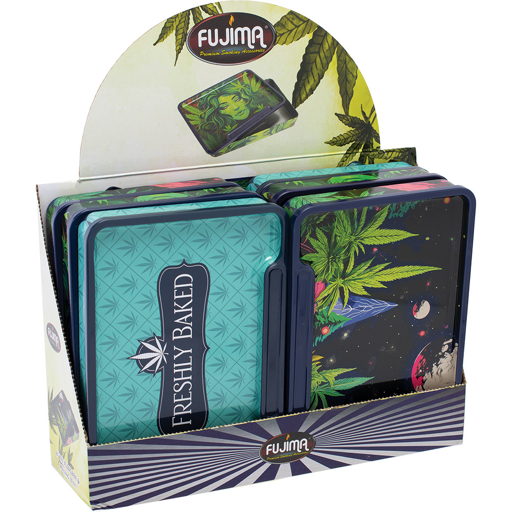 FUJIMA TIN STASH BOX & ROLLING TRAY 8" - DISPLAY OF 6