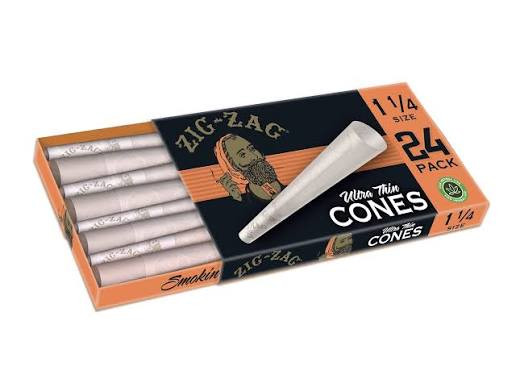 ZIG ZAG ULTRA THIN 1 1/4 SIZE CONES 24-PACK - DISPLAY OF 12