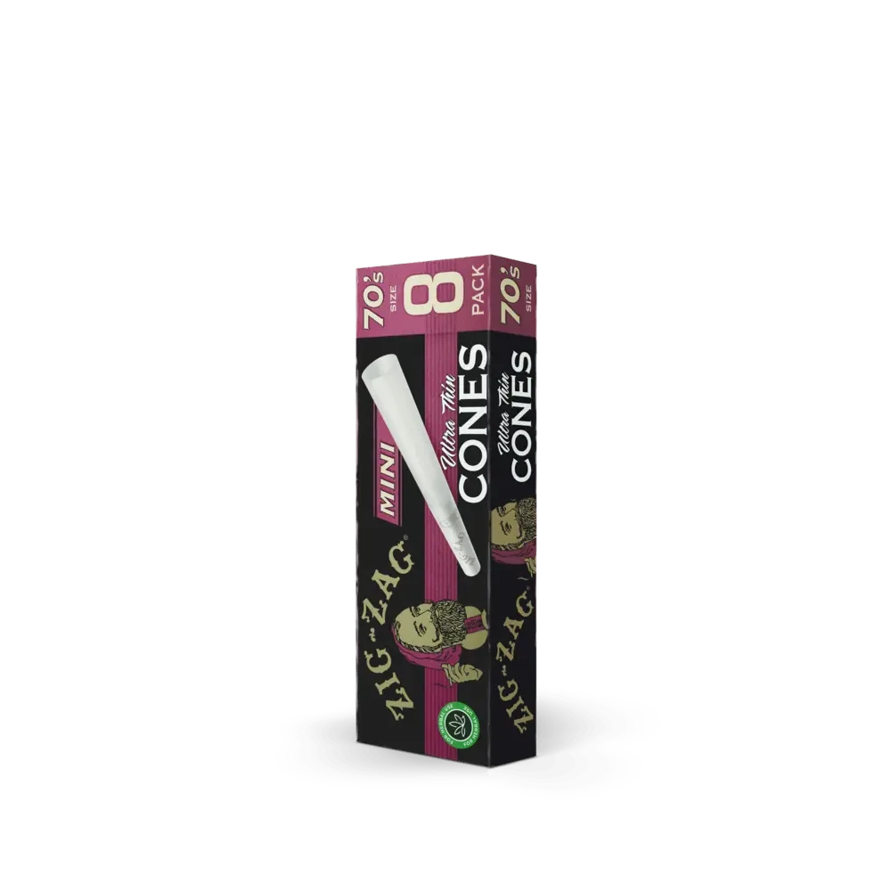 ZIG ZAG ULTRA THIN MINI 70'S SIZE CONES 8-PACK - DISPLAY OF 18