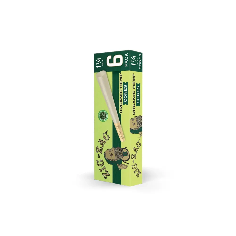 ZIG ZAG ORGANIC HEMP 1 1/4 SIZE CONES 6-PACK - DISPLAY OF 24